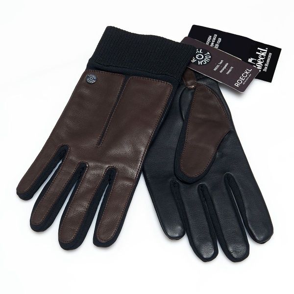 Perchatki_ROECKL_kombinirovannye_temno_korichnevie_10689